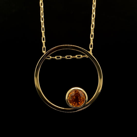 Fire Citrine Circle Pendant