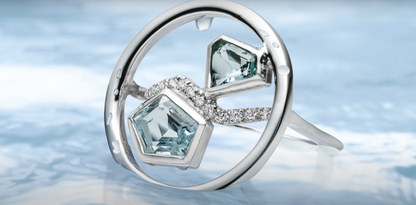 Aquamarine Circle Stud Earrings in Sterling Silver