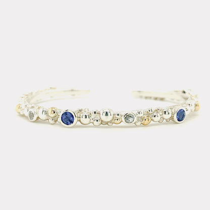 Tanzanite & Sapphire Cuff Bangle