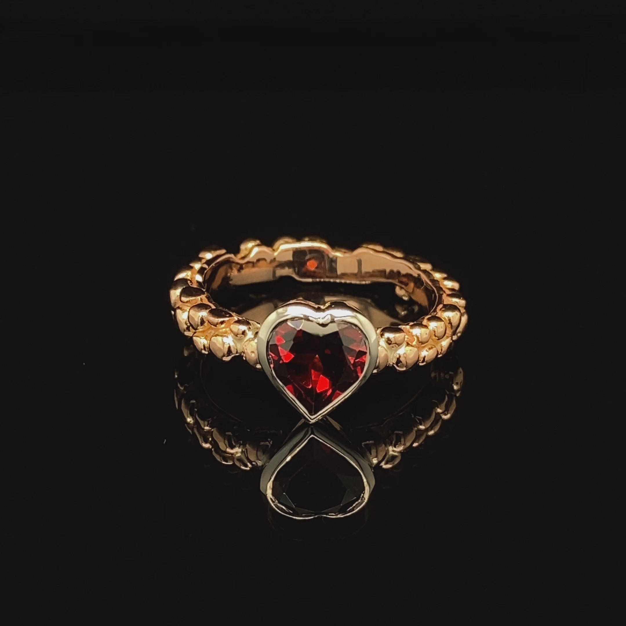 Heart Garnet Bubble Ring