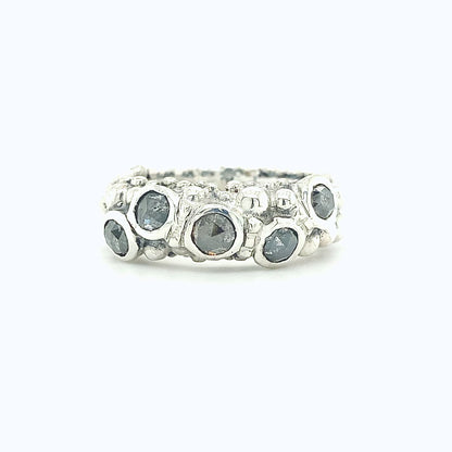 Wide Salt & Pepper Diamond Ring