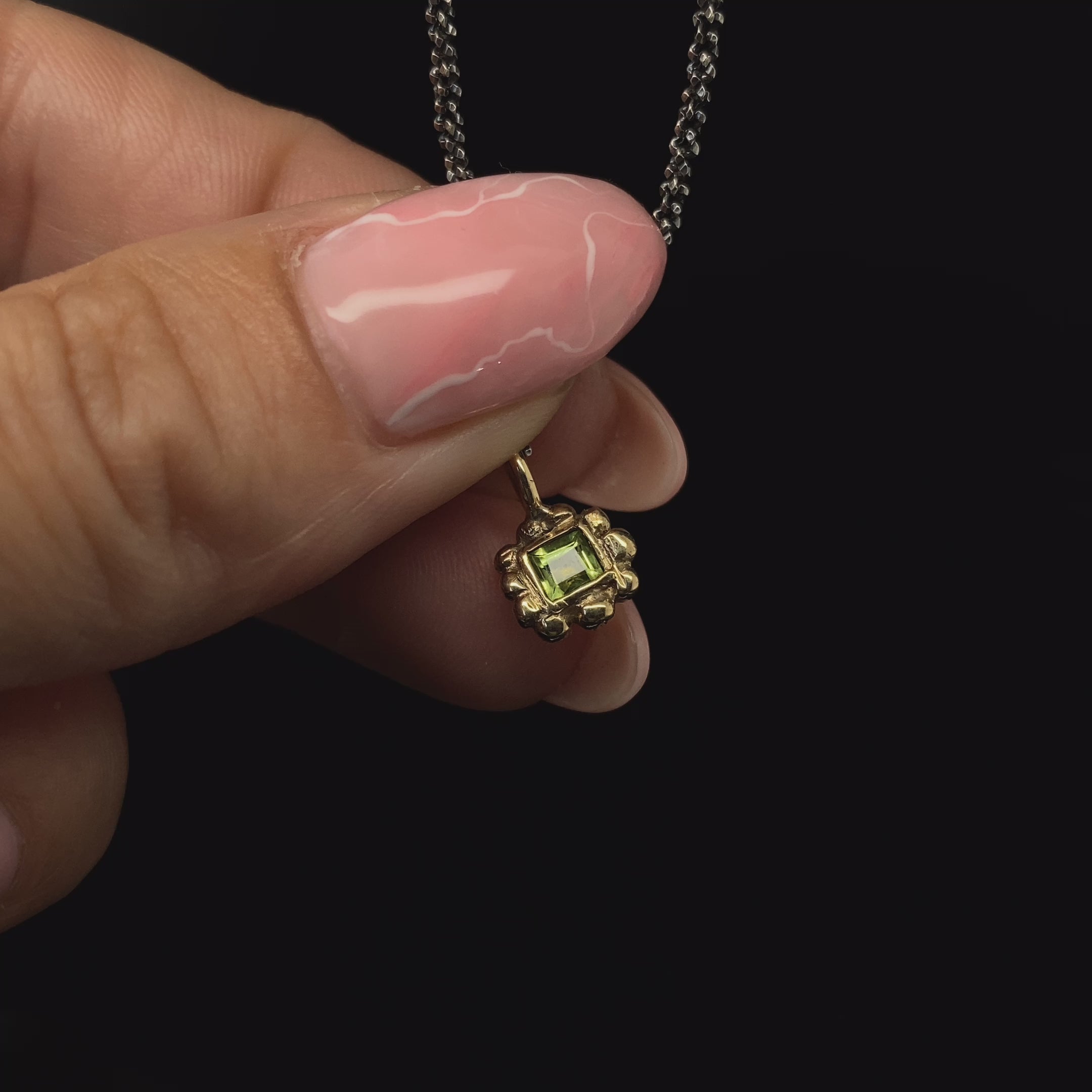 Mini Square Peridot Necklace