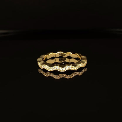 Gold Diamond Surf Wave Ring