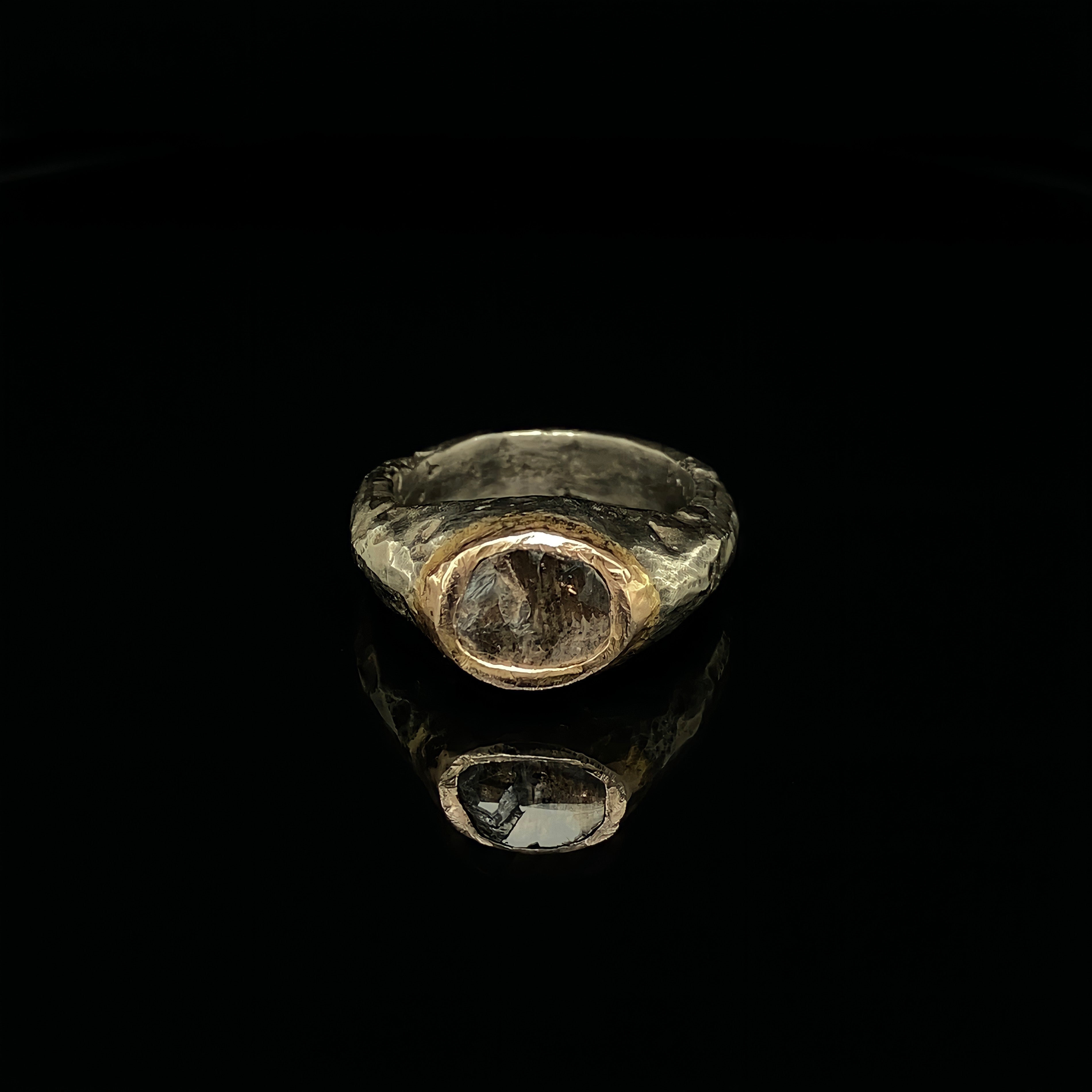 ZZ Gold Diamond Signet Ring