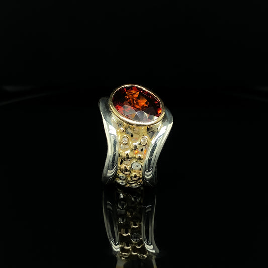 Spessartite Garnet Bubble Wave Ring