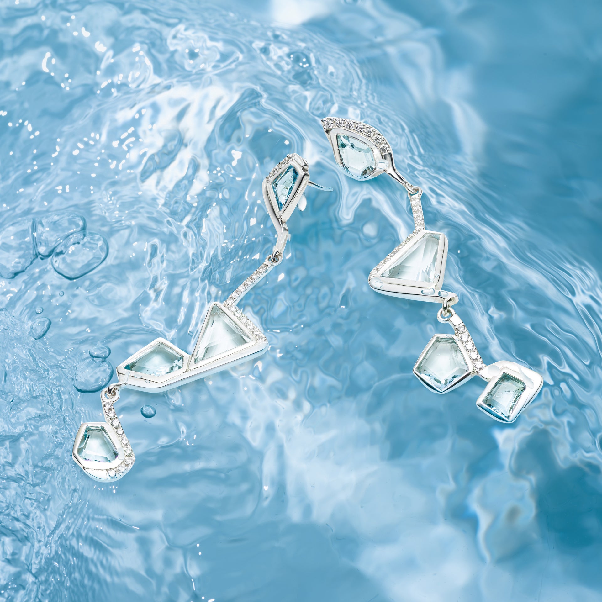 Diamond & Aquamarine Earrings