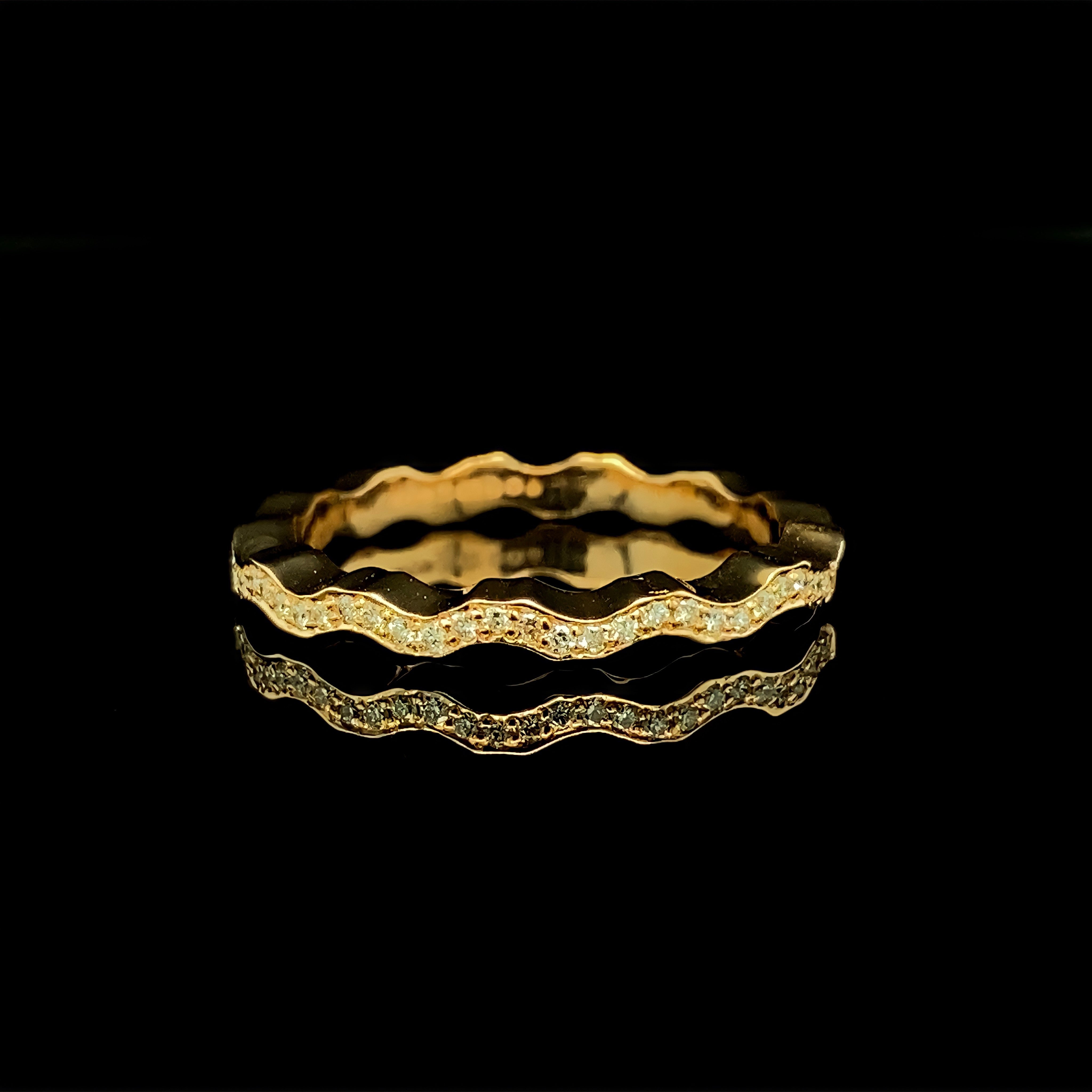 Rose Gold Diamond Surf Wave Ring