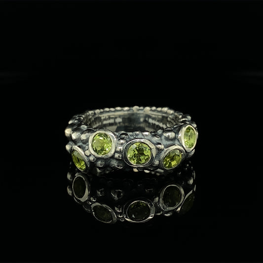 Wide Peridot Bubble Ring