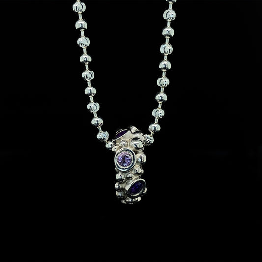 Amethyst Bubble Link in Sterling Silver