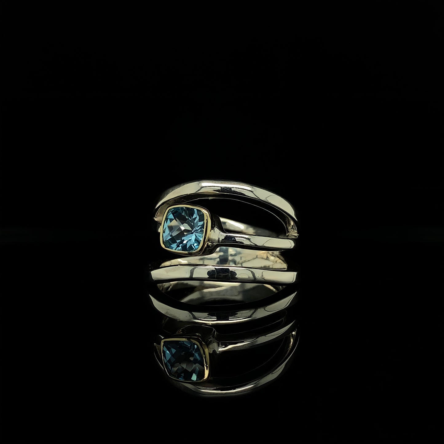 Blue Topaz Spiral Ring