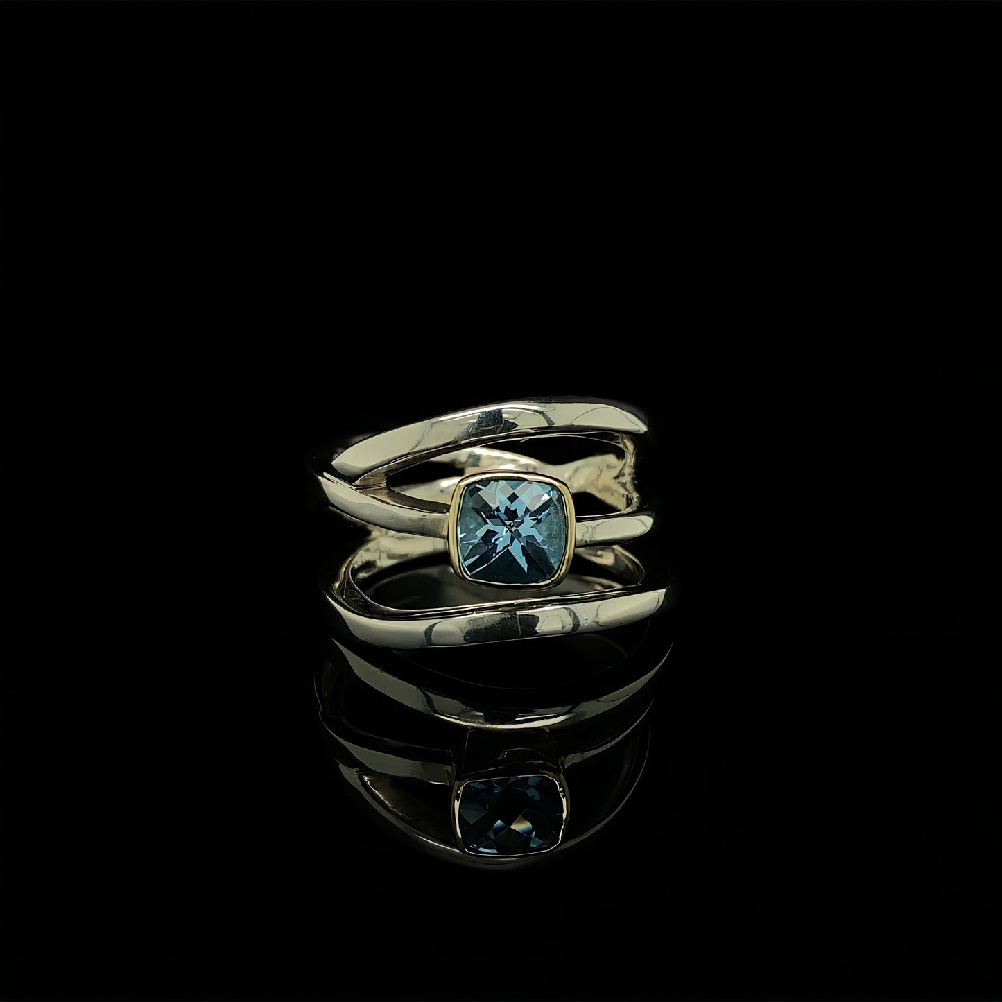 Blue Topaz Spiral Ring