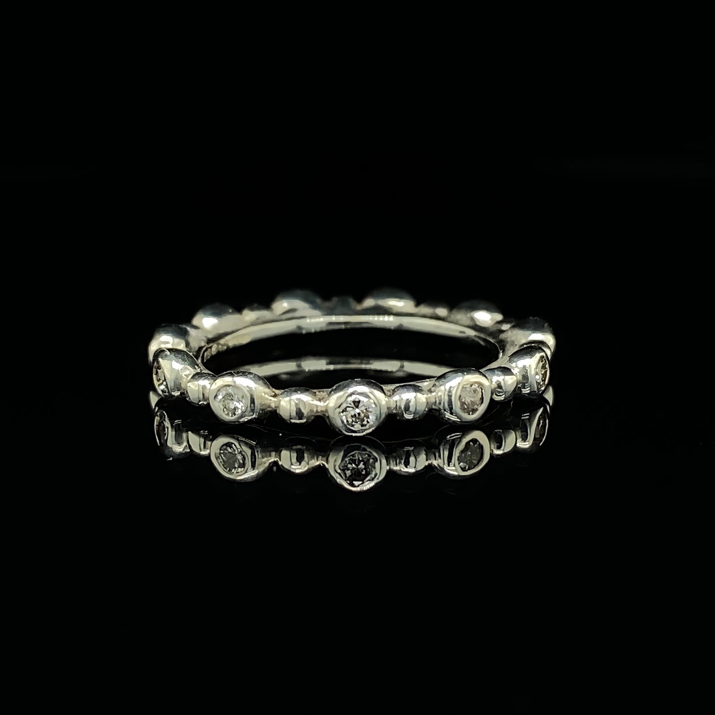 Stone Set Shore-line Stacking Rings