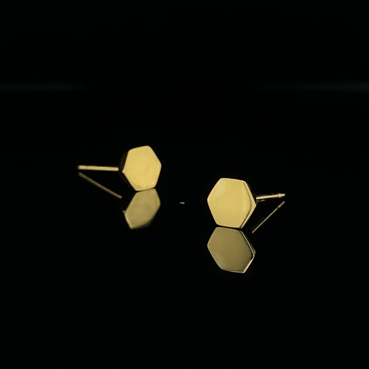 Hex Studs in Yellow Gold