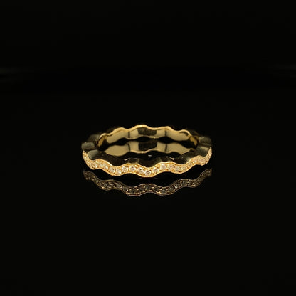 Gold Diamond Surf Wave Ring