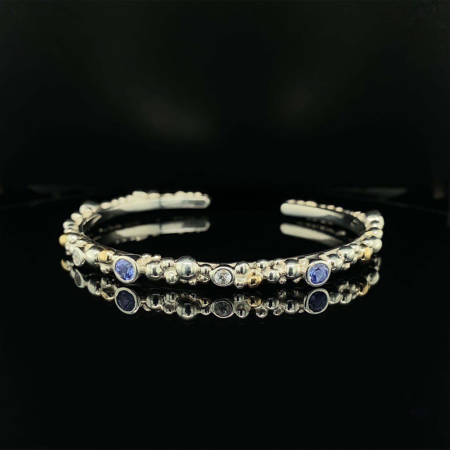 Tanzanite & Sapphire Cuff Bangle