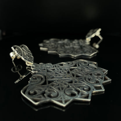 Ornate Evening Fan Earrings