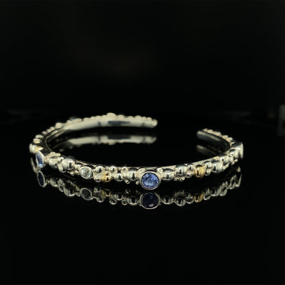 Tanzanite & Sapphire Cuff Bangle