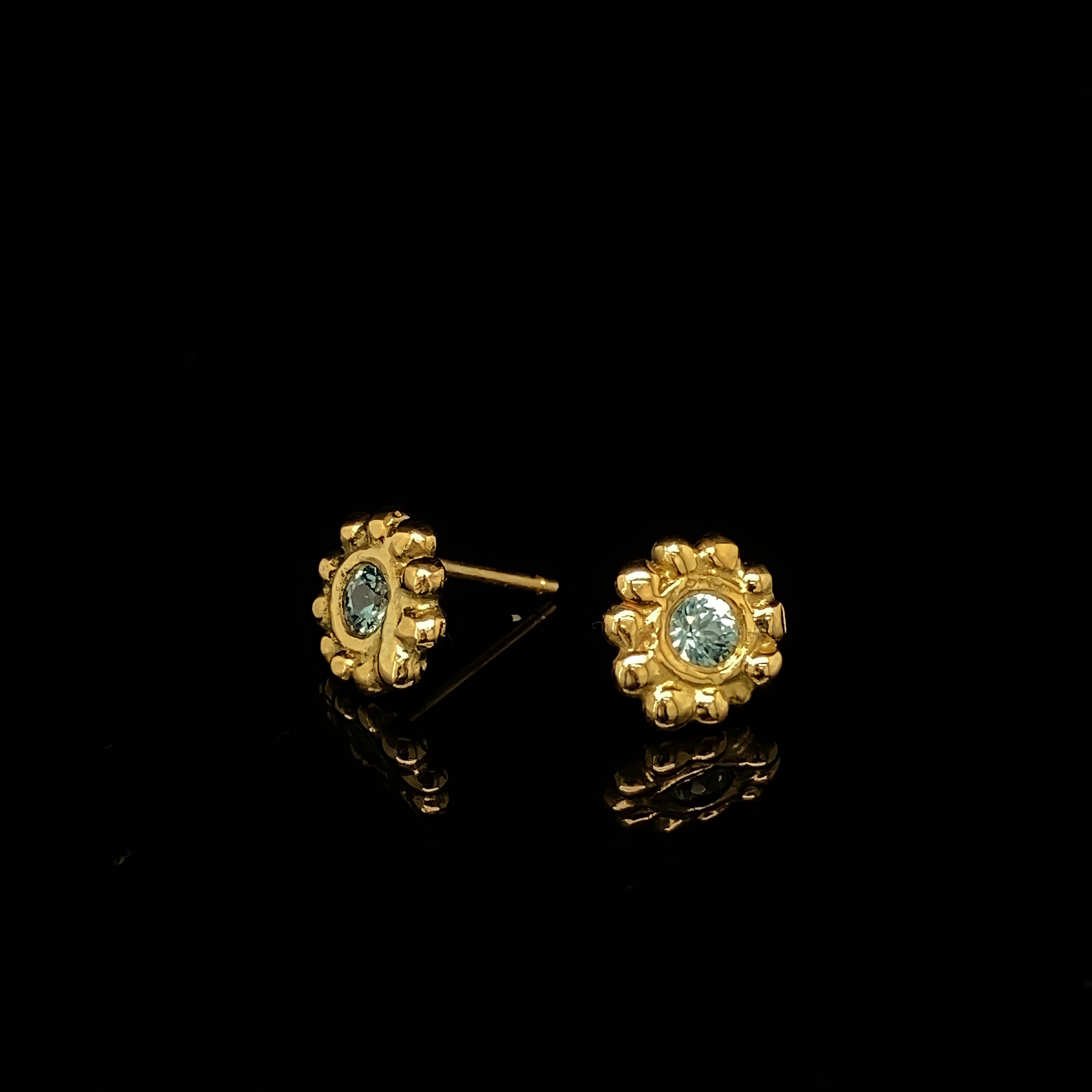 Gold Blue Sapphire Earrings