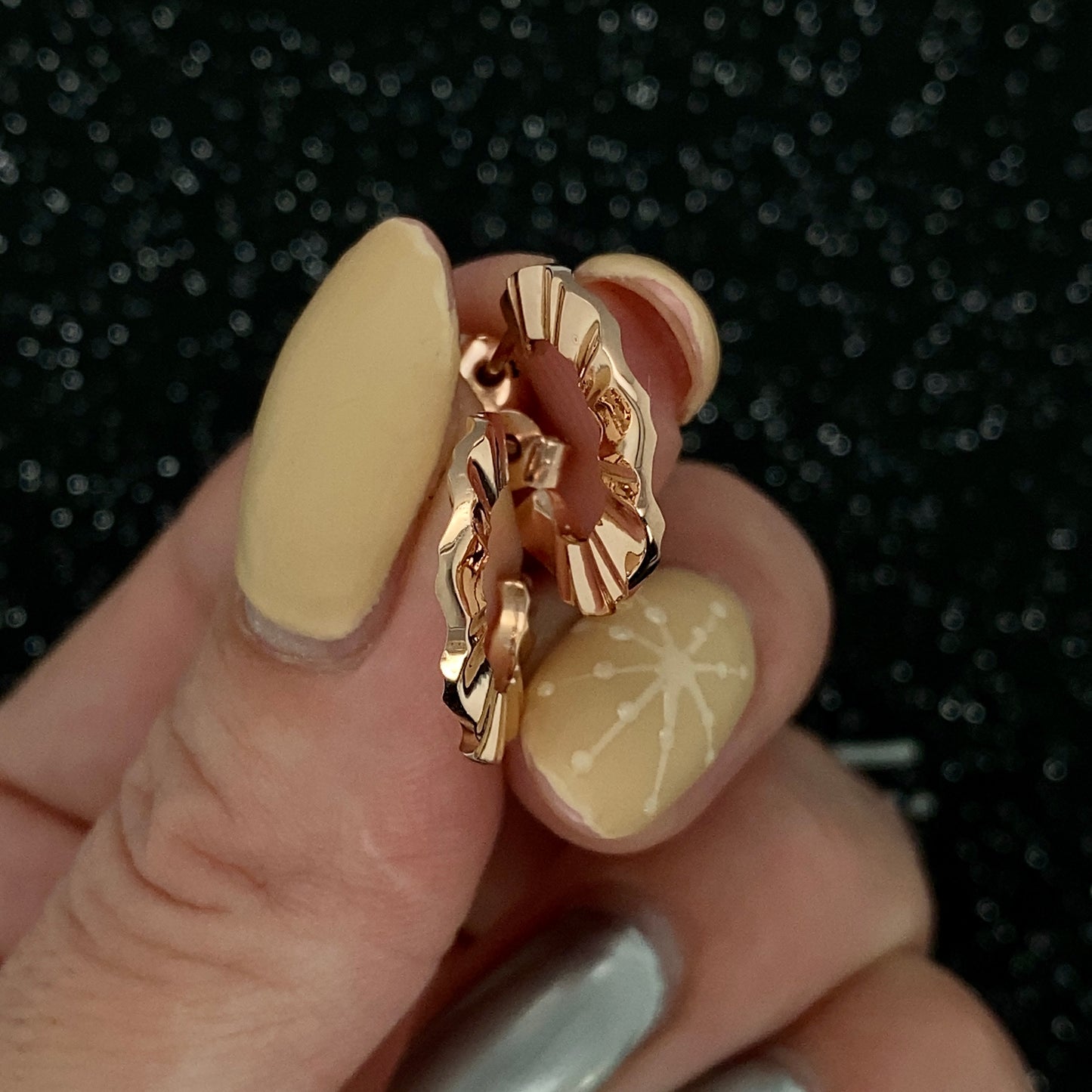 Rose Gold Surf Wave Small Hoops