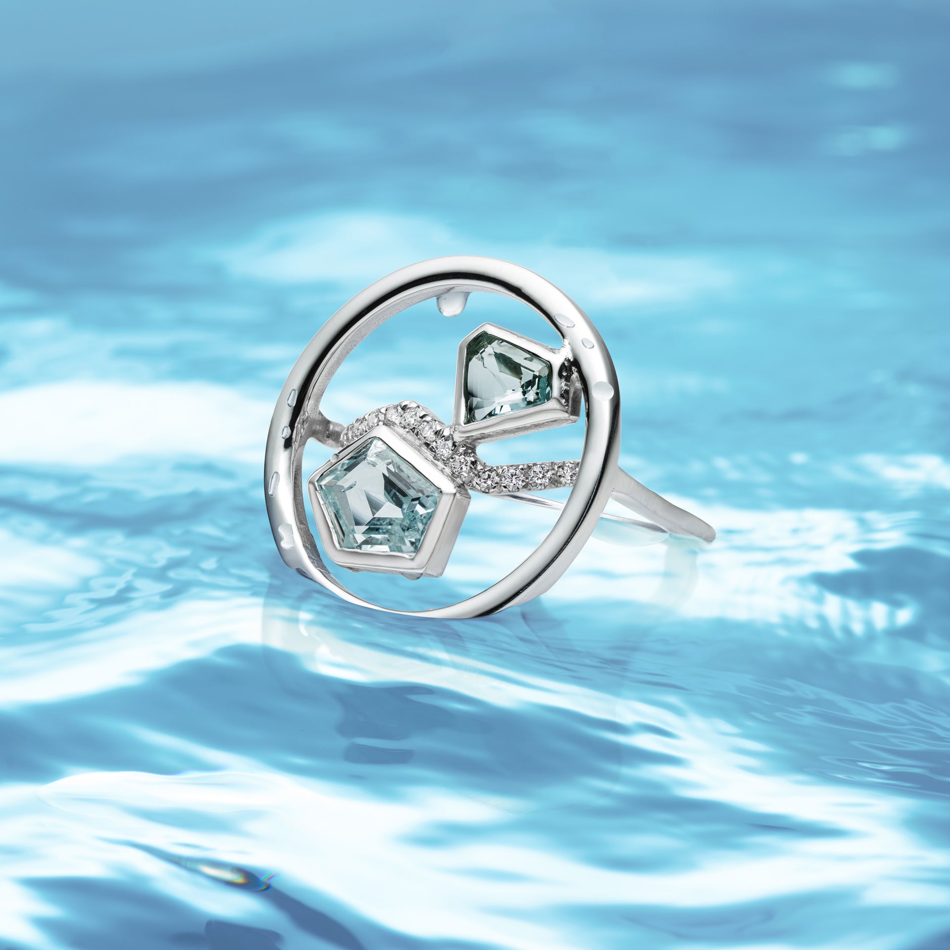Aquamarine Reflection Ring