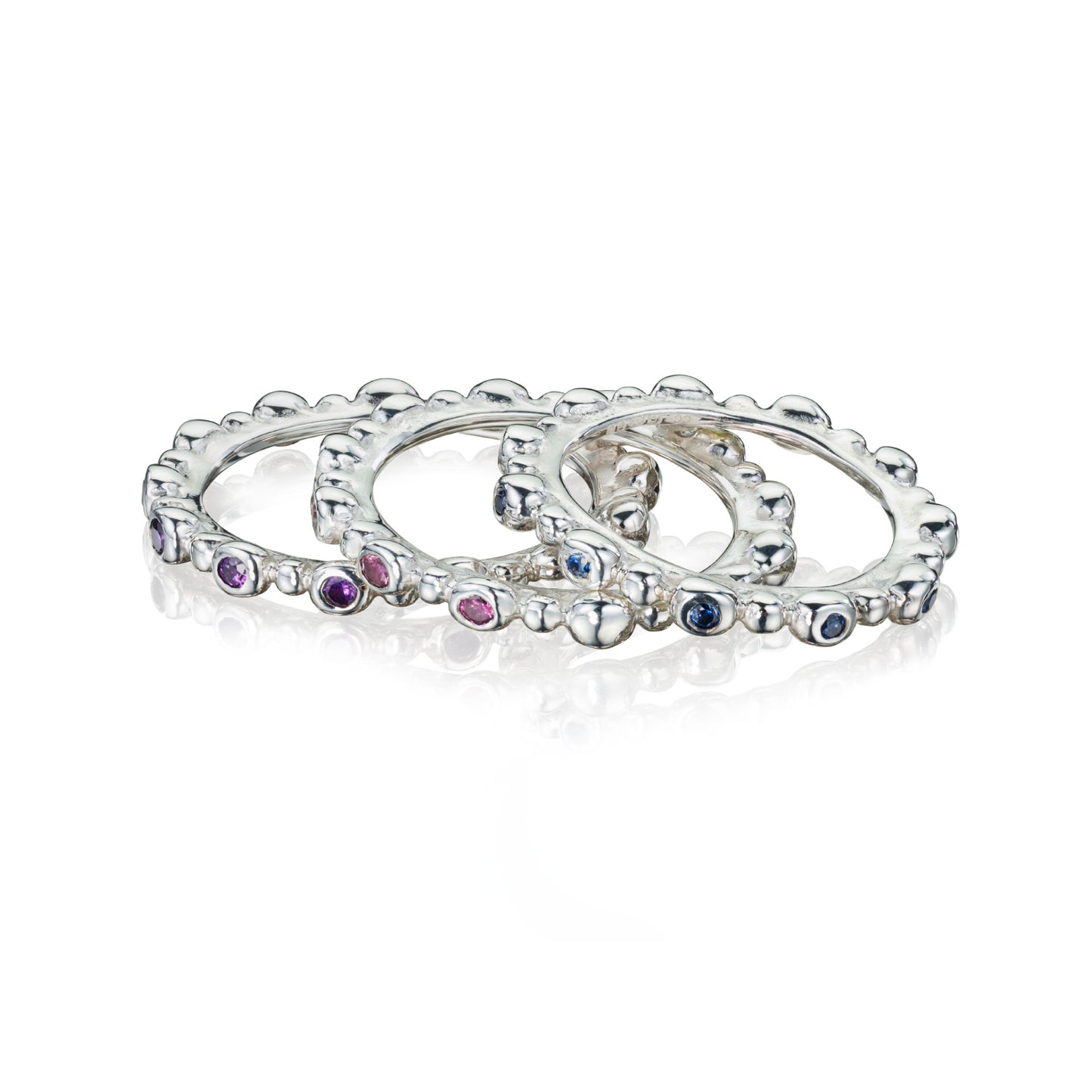 Stone Set Shore-line Stacking Rings