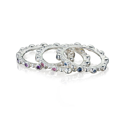 Stone Set Shore-line Stacking Rings